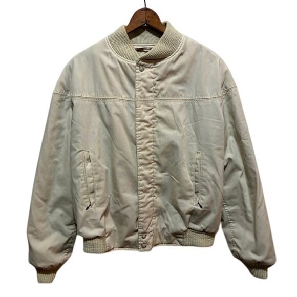 VINTAGE Original Varsity by Catalina Lined Bomber Full Zip Beige Jacket; Size 40 - Picture 1 of 10